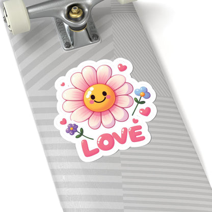 ColorFlow Smiley Flower Sticker | Pink Petals, Hearts, LOVE Decal
