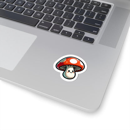 Smiling Mushroom Sticker | Kawaii Fungi Vinyl Decal, Waterproof Nature Art