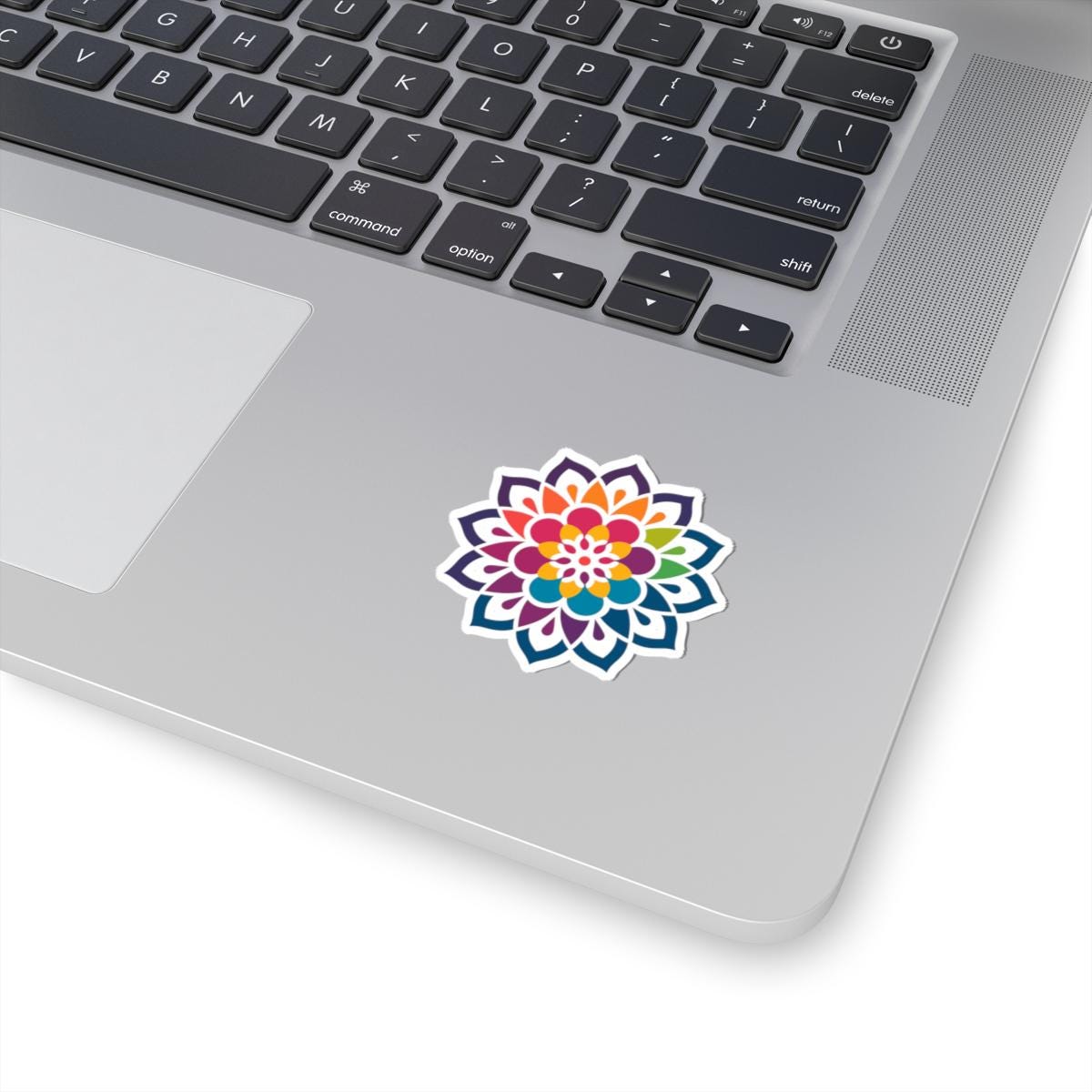 Kaleidoscope Blossom Mandala Sticker | Rainbow Boho Vinyl Decal, Meditation Art