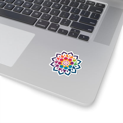 Kaleidoscope Blossom Mandala Sticker | Rainbow Boho Vinyl Decal, Meditation Art
