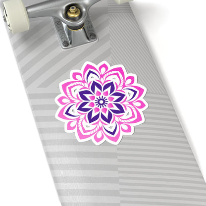 Pink Purple Mandala Sticker | Floral Symmetry Vinyl Decal, Boho Spiritual Design