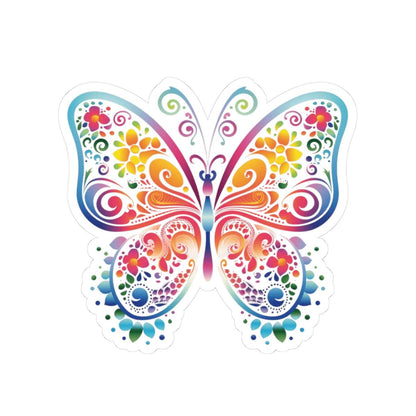 ColorFlow Groovy Rainbow Butterfly Sticker | Floral Psychedelic Wings Art | Vibrant Vinyl Sticker