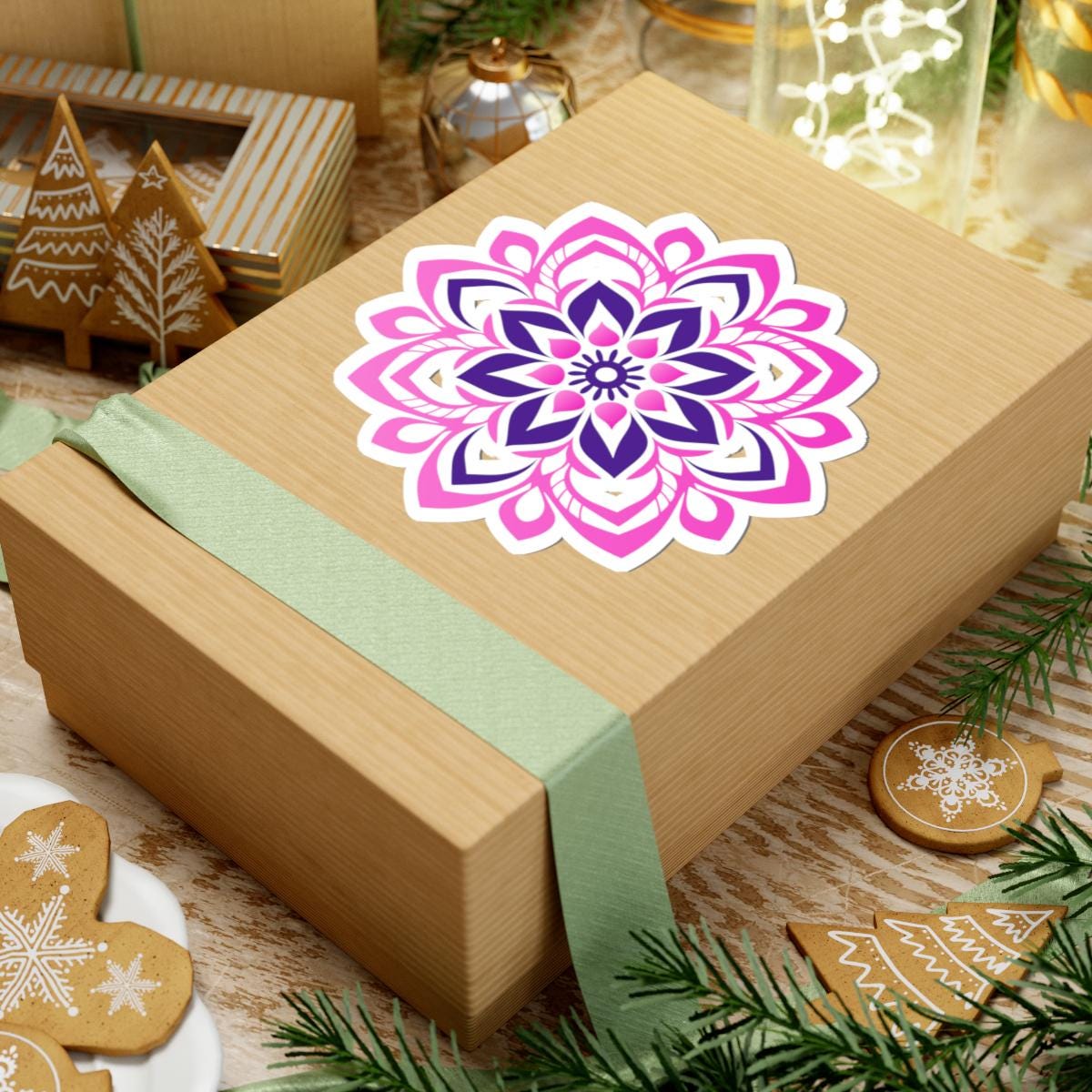Pink Purple Mandala Sticker | Floral Symmetry Vinyl Decal, Boho Spiritual Design
