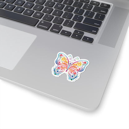 ColorFlow Groovy Rainbow Butterfly Sticker | Floral Psychedelic Wings Art | Vibrant Vinyl Sticker