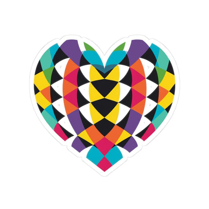 Geometric Rainbow Heart Sticker | Bold Abstract Love Vinyl Decal (Laptop Tumbler Art)