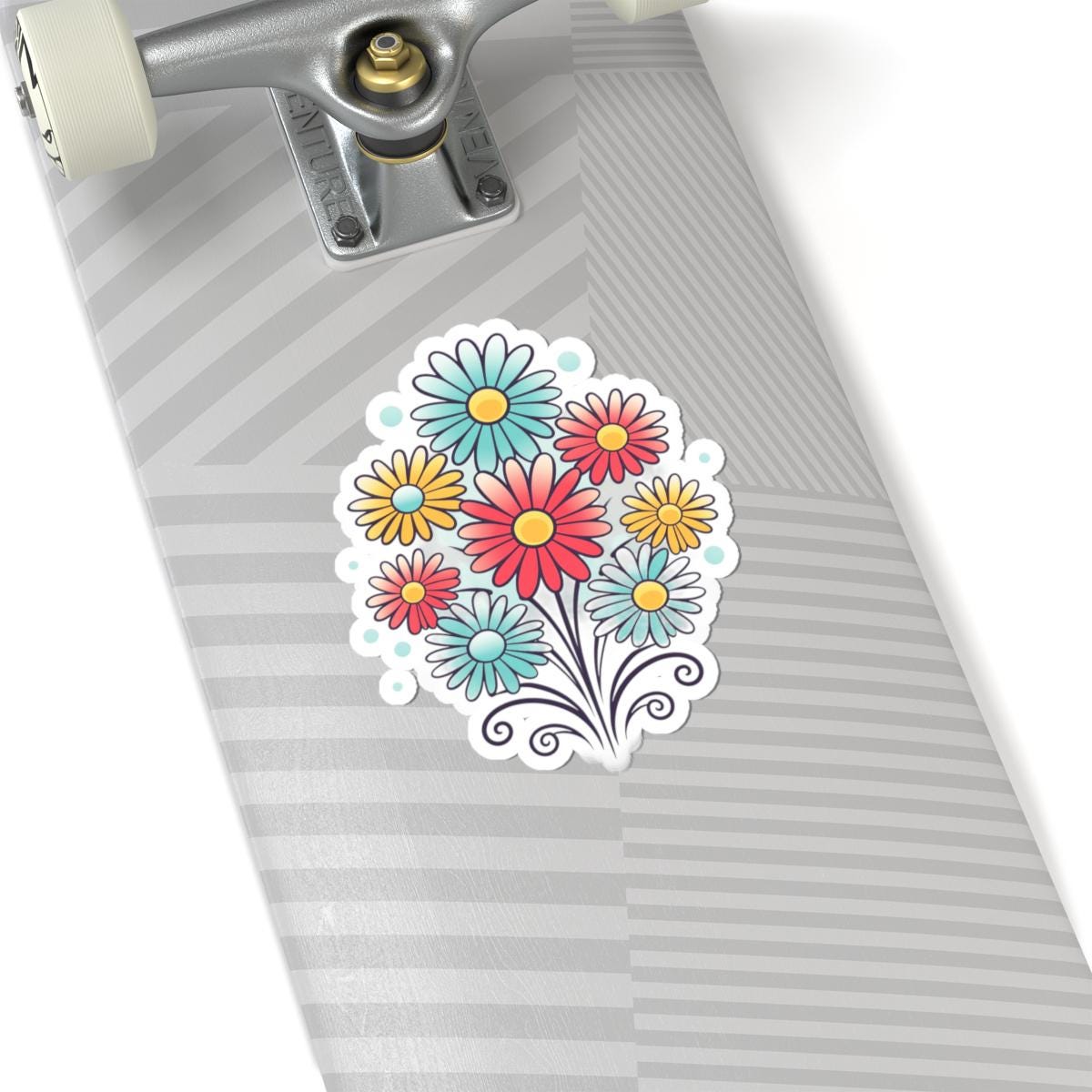 ColorFlow Daisy Bouquet Sticker | Retro Floral Vinyl Decal (Kiss Cut)