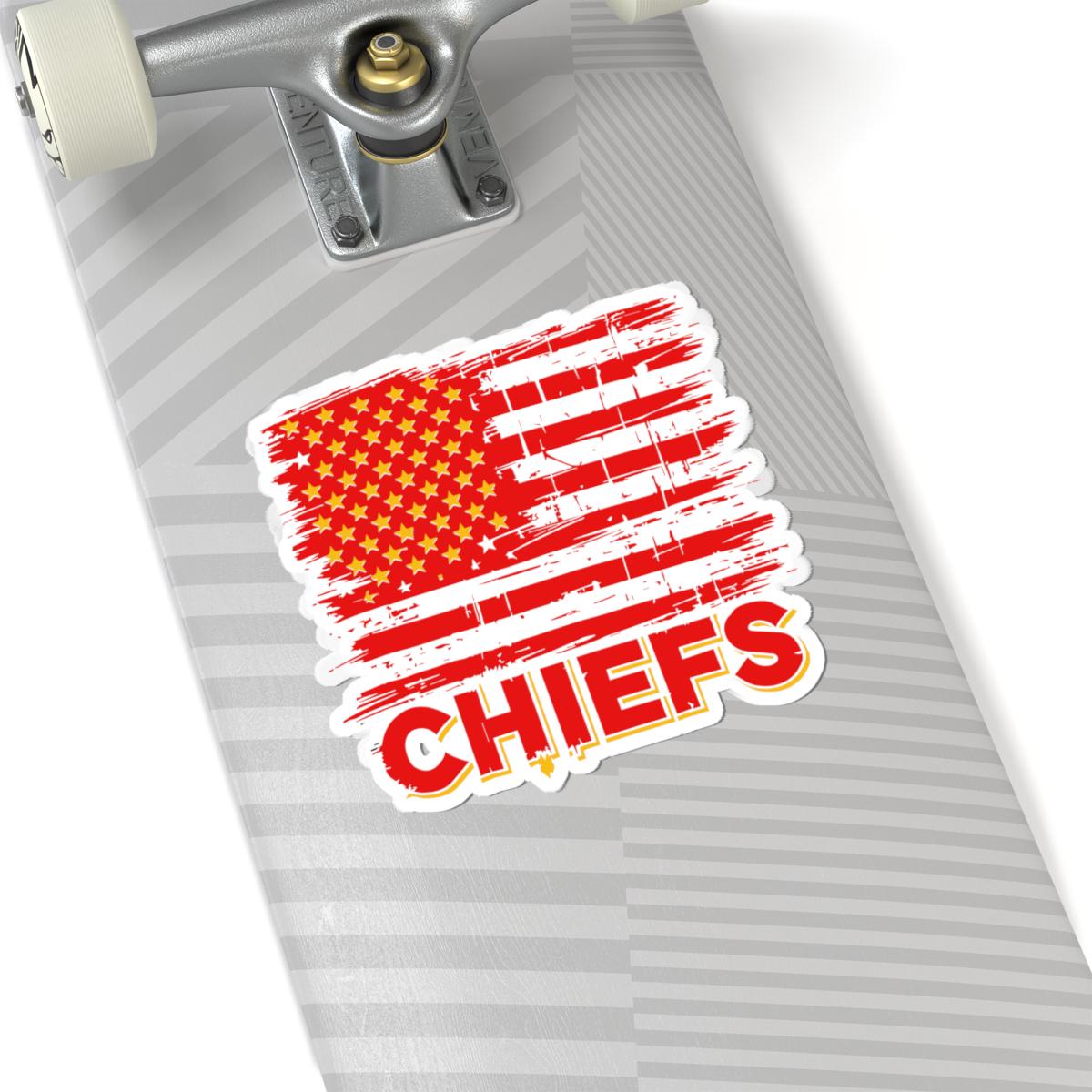 Chiefs Distressed American Flag Vinyl Sticker | Football Team Spirit Decal