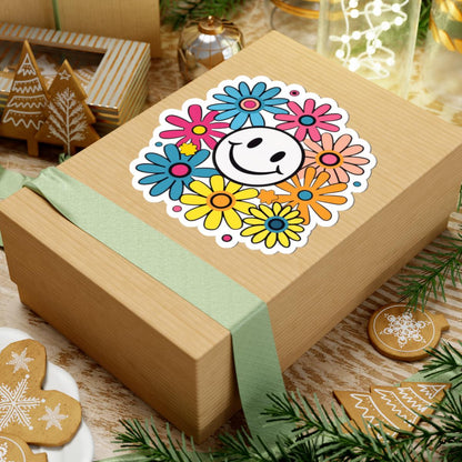 Groovy Smiley Flower Sticker | Retro 70s Daisy Vinyl Decal (Kiss Cut)