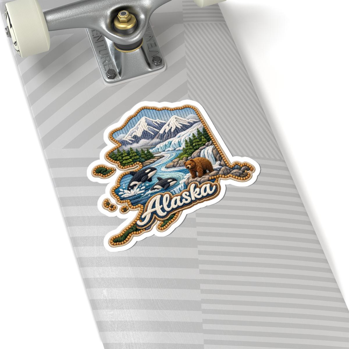 Alaska Wild Frontier Sticker | Mountains, Rivers, Orcas, Bear Art