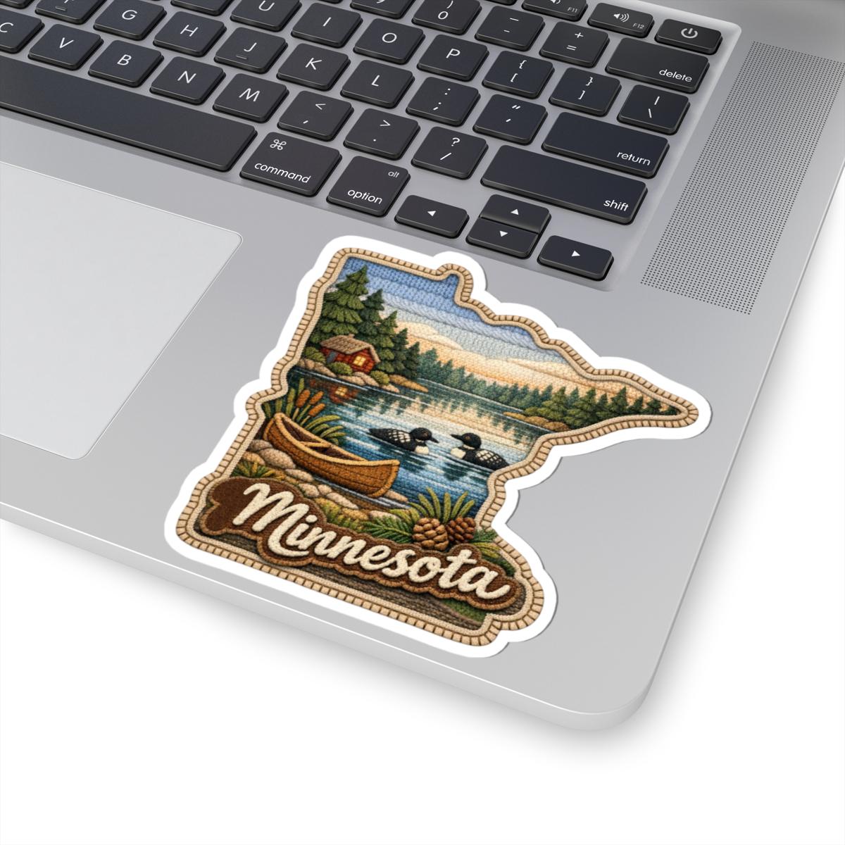 ColorFlow | Minnesota Northwoods Serenity Vinyl Sticker | Quiet Lakes Pine Forest Canoes and Cabin Reflections Art