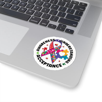ColorFlow | Awareness Understanding Acceptance Vinyl Sticker | Autism Ribbon Puzzle Circle Unity Design