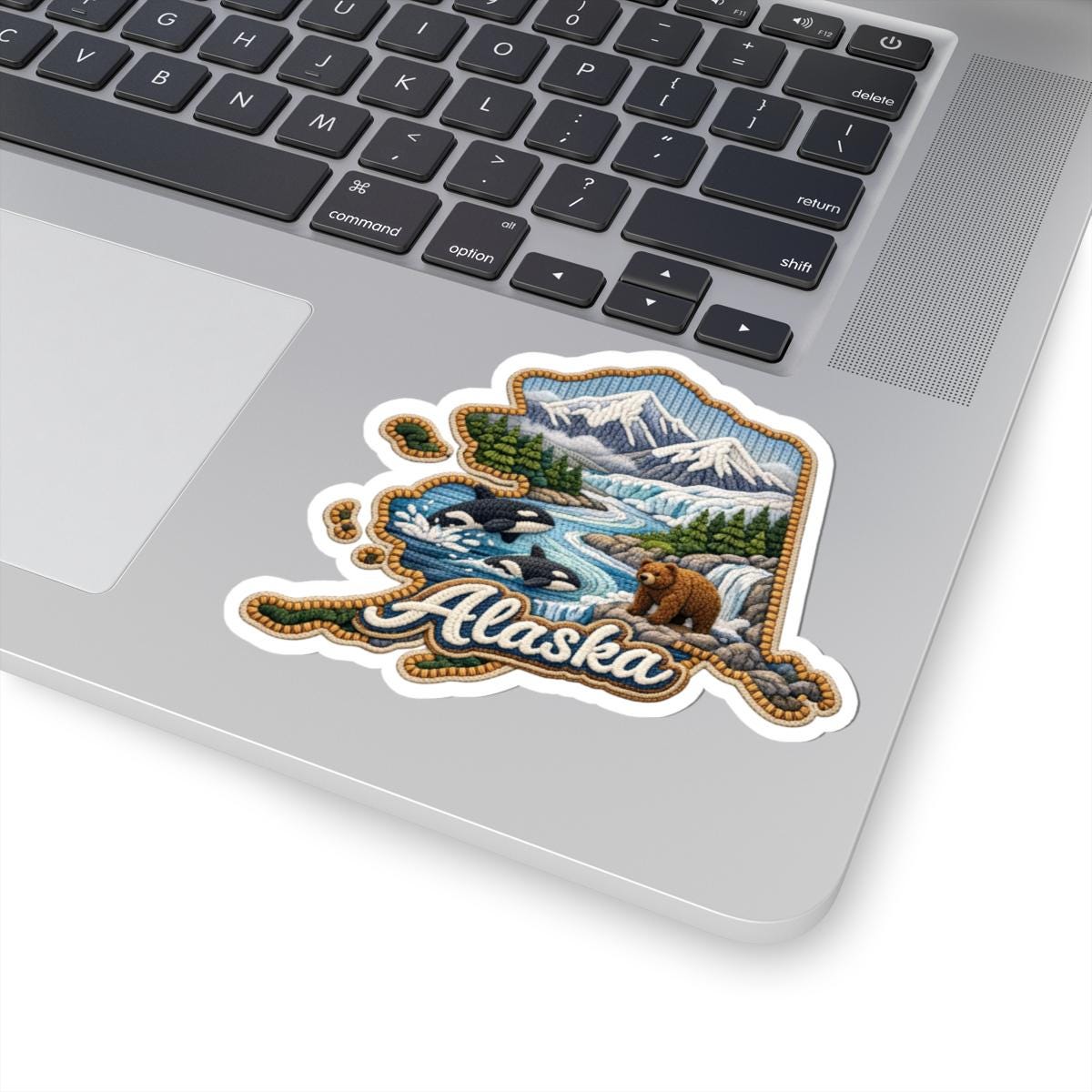 Alaska Wild Frontier Sticker | Mountains, Rivers, Orcas, Bear Art