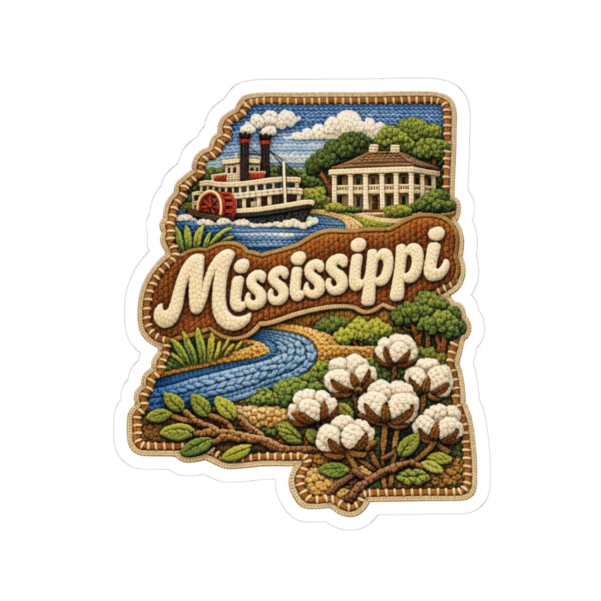 ColorFlow | Mississippi River Elegance Vinyl Sticker | Southern Plantation Steamboat and Delta Landscape Art