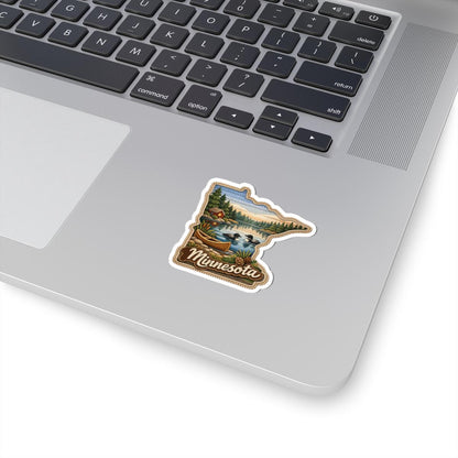 ColorFlow | Minnesota Northwoods Serenity Vinyl Sticker | Quiet Lakes Pine Forest Canoes and Cabin Reflections Art