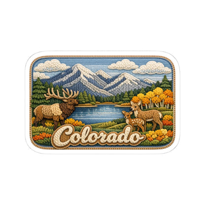 ColorFlow | Colorado Alpine Wilderness Vinyl Sticker | Mountain Lake Elk and Scenic Rocky Range Art