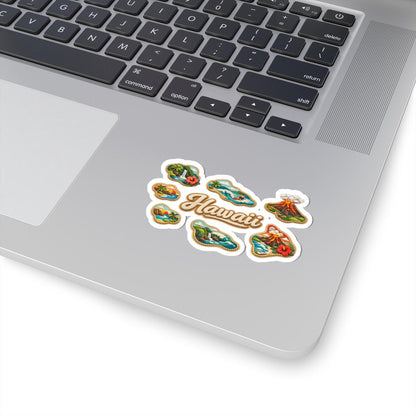 ColorFlow | Hawaii Island Spirit Vinyl Sticker | Volcanic Peaks Waterfalls Tropical Surf and Aloha Landscape Art