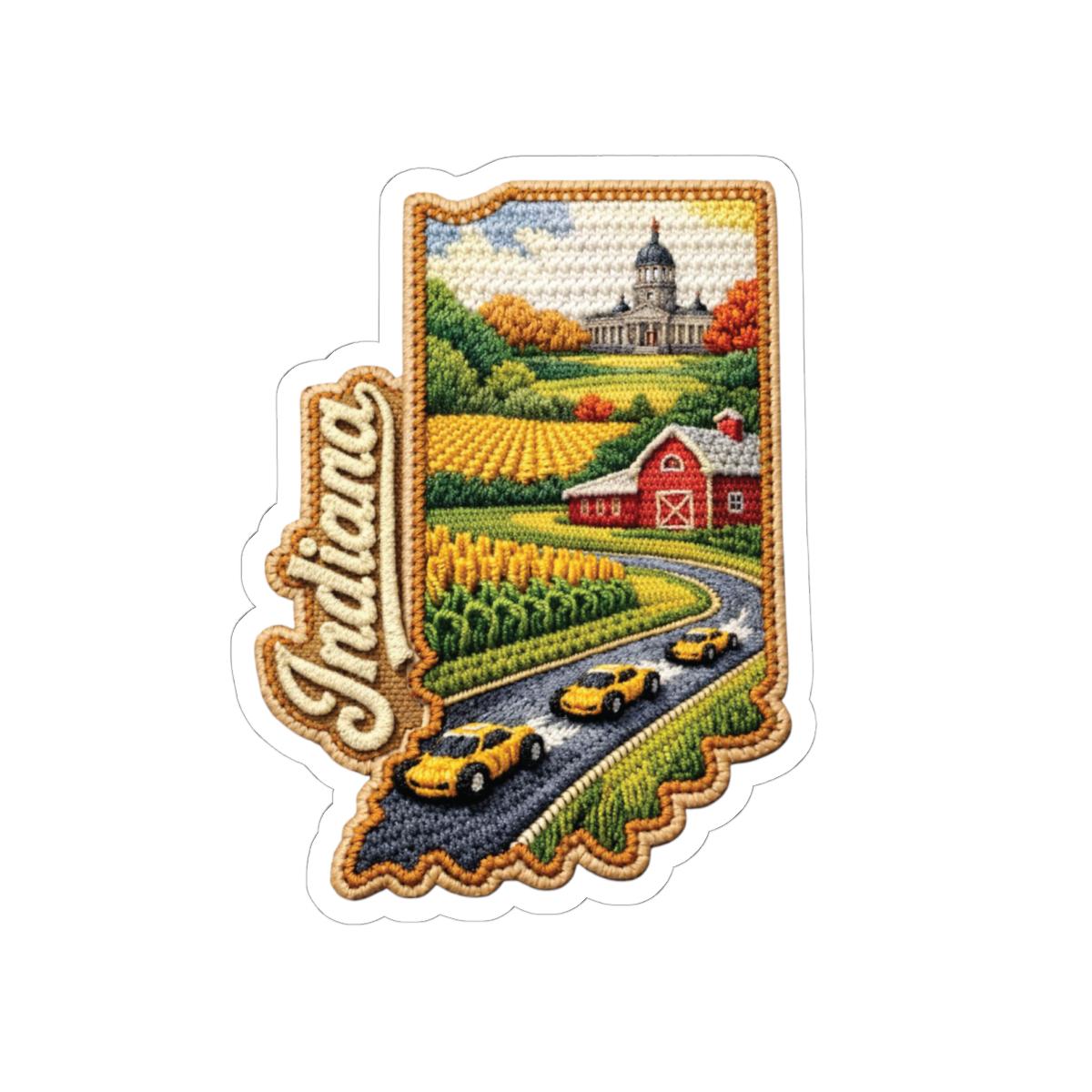 ColorFlow | Indiana Crossroads Countryside Vinyl Sticker | Rolling Farmland Capitol Views and Autumn Roads Art