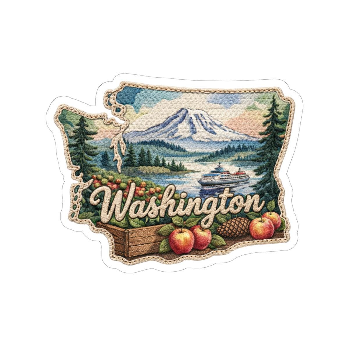 ColorFlow | Washington Evergreen Majesty Vinyl Sticker | Mountain Peaks Forest Shores and Pacific Northwest Art