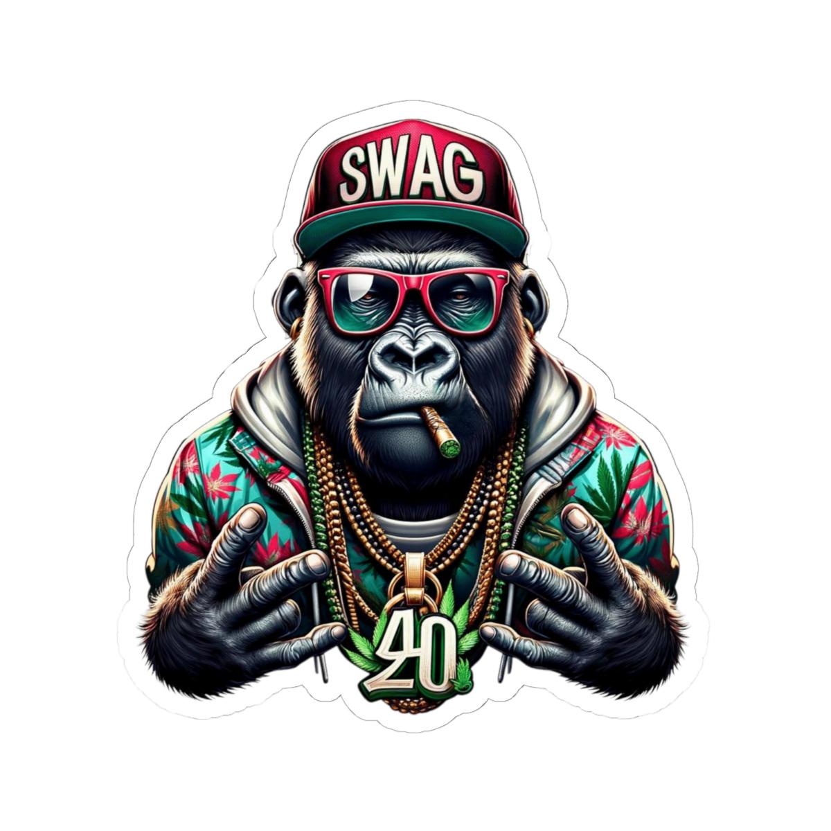 ColorFlow | Swag Gorilla 420 Vinyl Sticker for Water Bottles Laptops Cars | Hip Hop Stoner Art Waterproof Decal