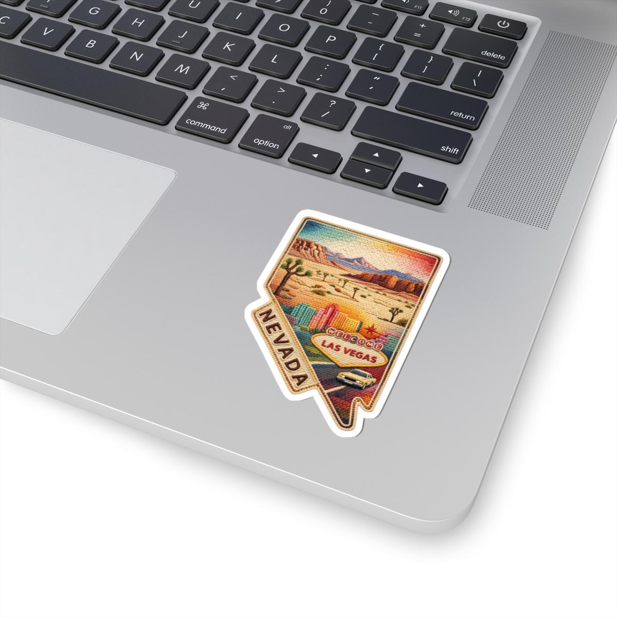 Nevada Desert Nights Vinyl Sticker | Las Vegas Skyline Mojave Art (Waterproof)