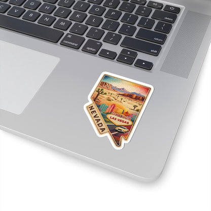 Nevada Desert Nights Vinyl Sticker | Las Vegas Skyline Mojave Art (Waterproof)