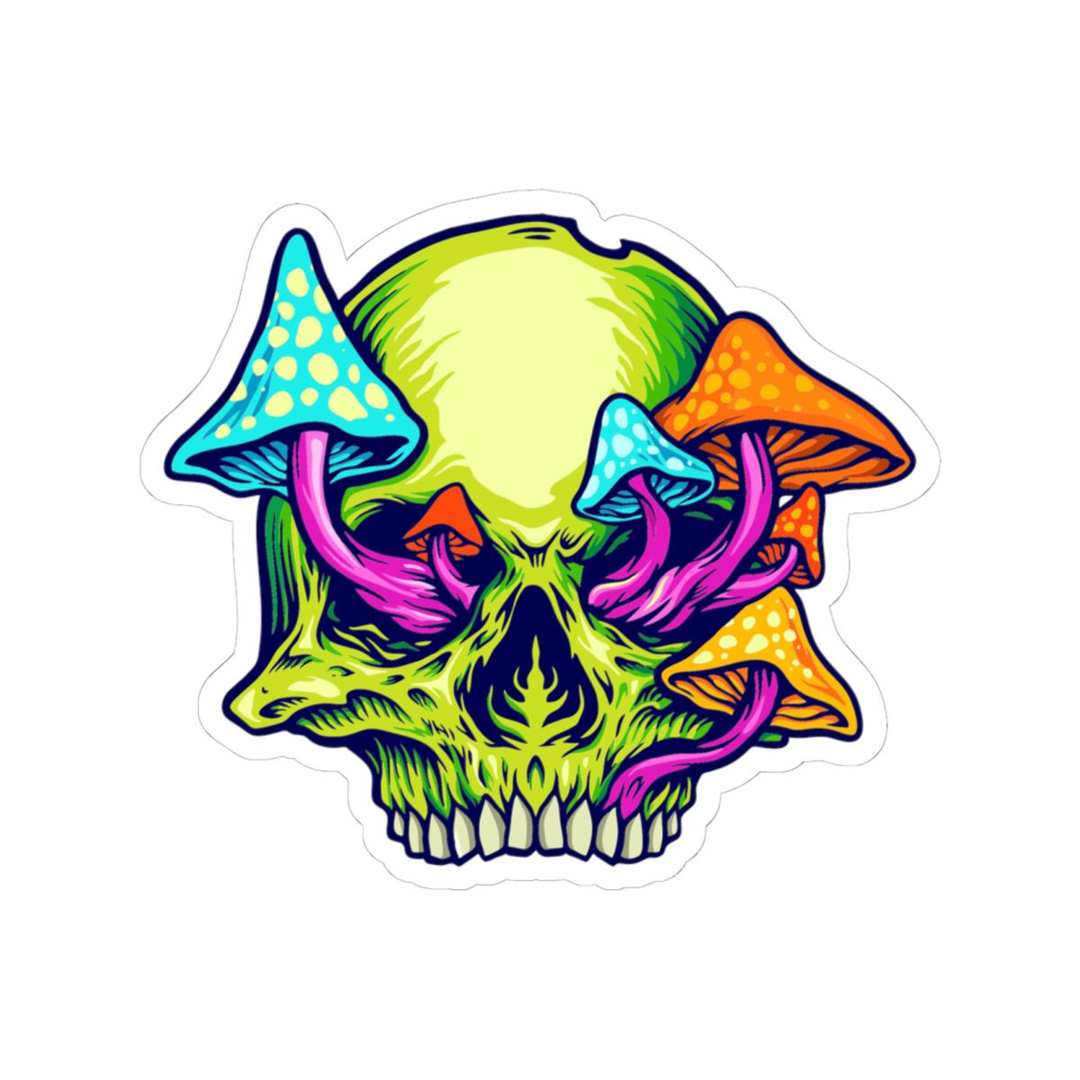 ColorFlow | Trippy Mushroom Skull Vinyl Sticker for Water Bottles Laptops Cars | Psychedelic Art Waterproof Decal