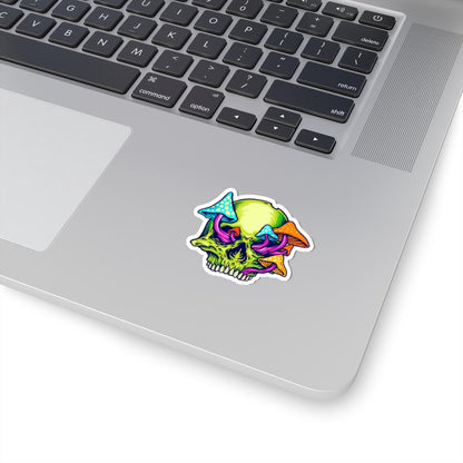 ColorFlow | Trippy Mushroom Skull Vinyl Sticker for Water Bottles Laptops Cars | Psychedelic Art Waterproof Decal