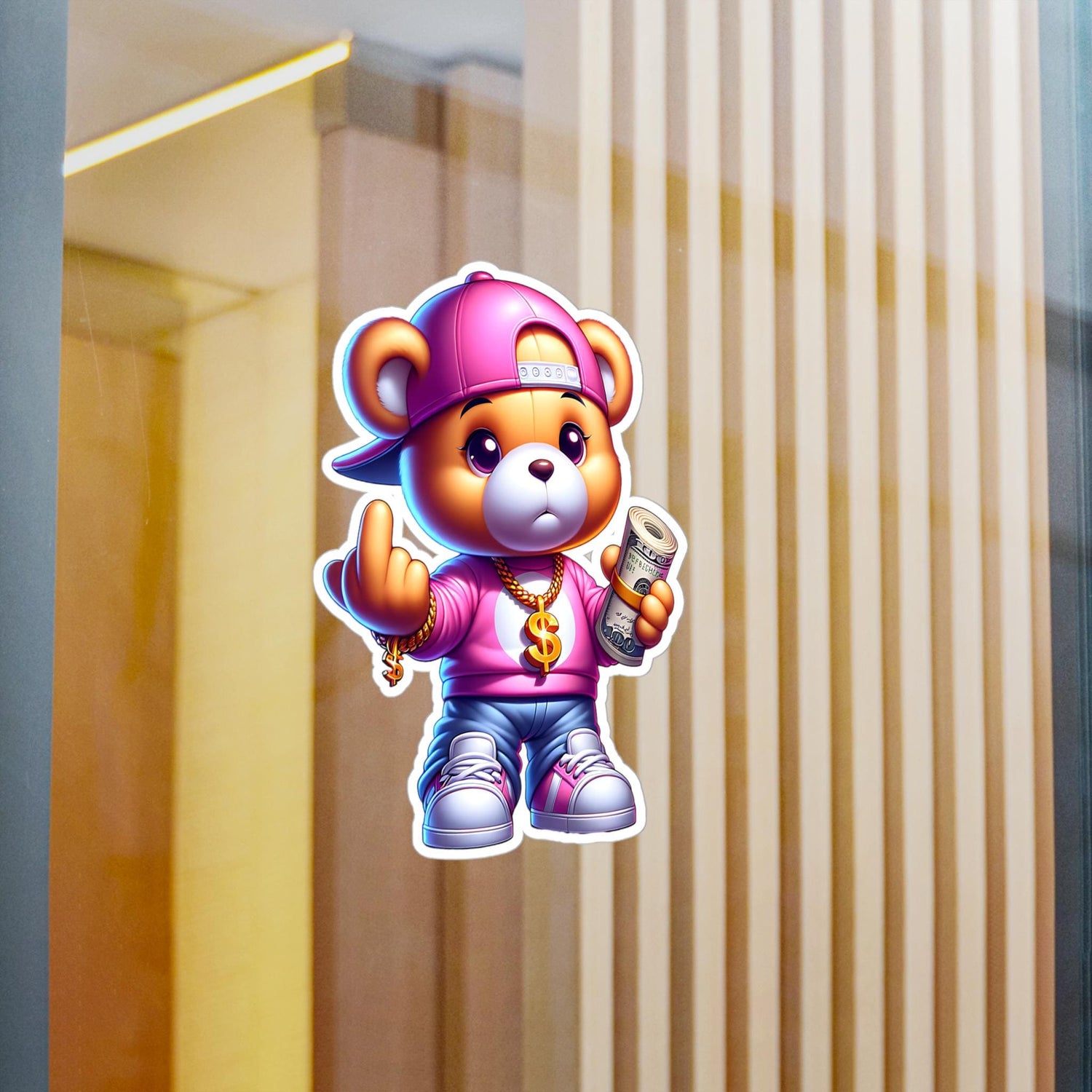 ColorFlow | Savage Pink Teddy Vinyl Sticker | Urban Bear Waterproof Art Decal | Glossy Matte Holographic | 6 Sizes
