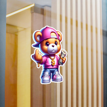 ColorFlow | Savage Pink Teddy Vinyl Sticker | Urban Bear Waterproof Art Decal | Glossy Matte Holographic | 6 Sizes