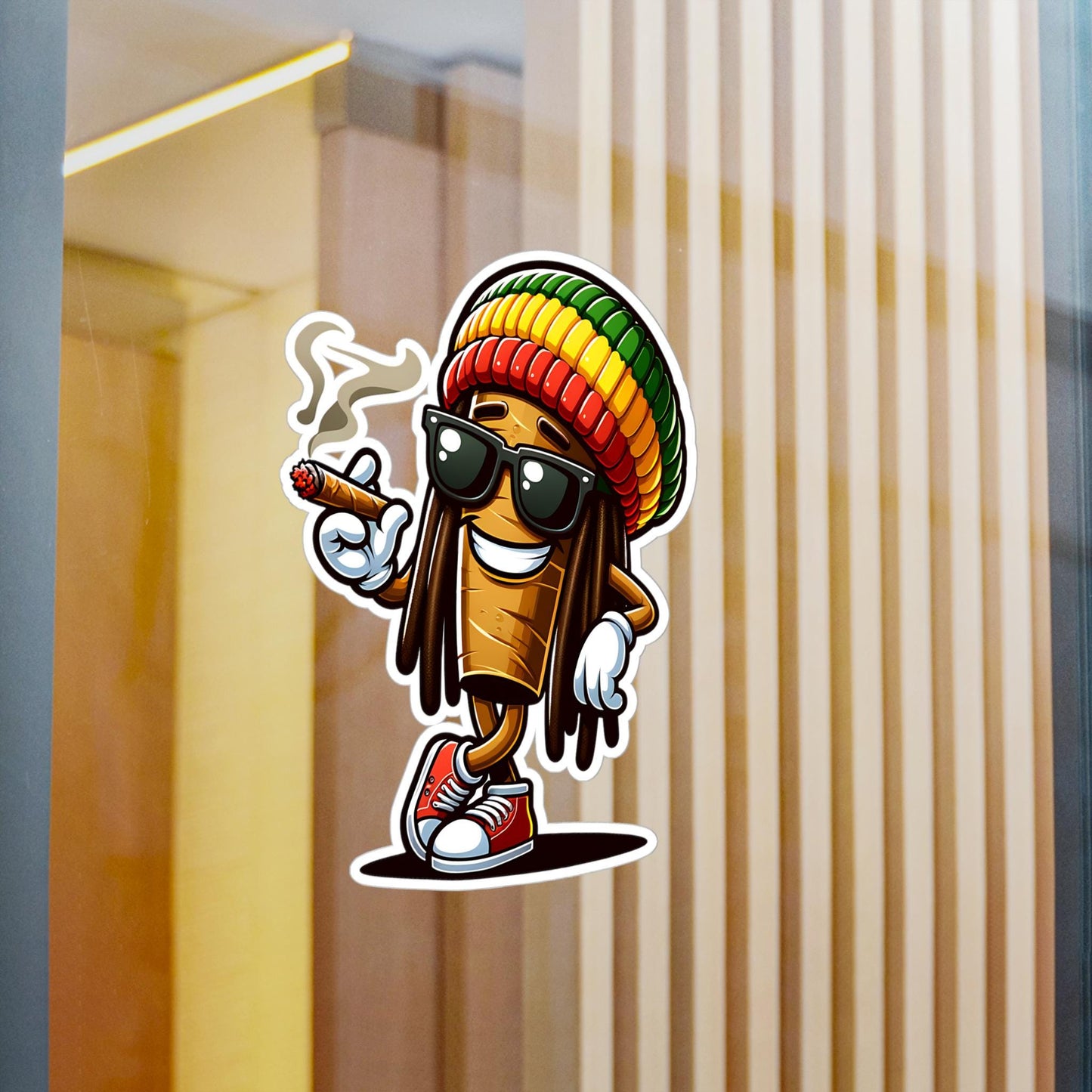 Reggae Blunt Cartoon Sticker | Waterproof Vinyl Art Decal (Glossy, Matte, Holographic)