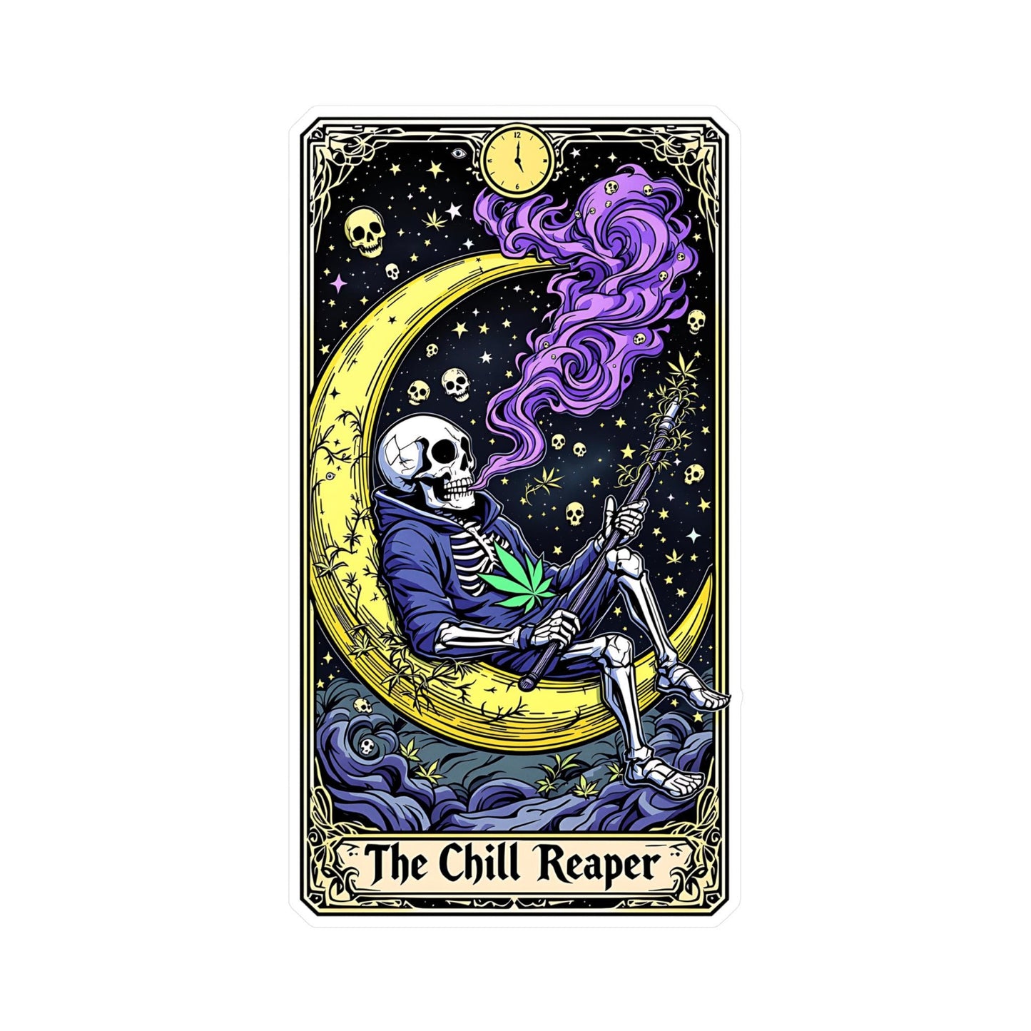 ColorFlow | Chill Reaper Skeleton Vinyl Sticker | Waterproof Art Decal | Glossy Matte Holographic | 6 Sizes