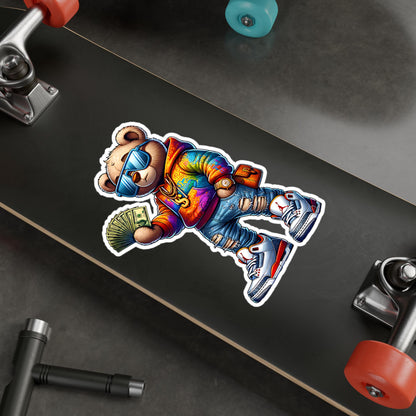 Money Bear Vinyl Sticker | Urban Art Waterproof Decal (Glossy, Matte, Holographic)