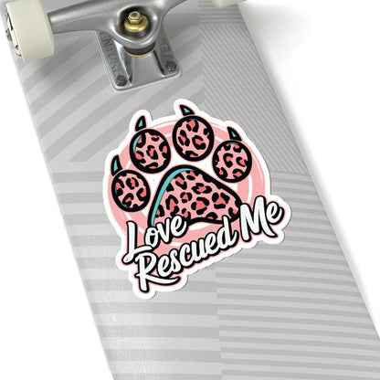 Love Rescued Me Paw Print Sticker | Animal Rescue Decal (Waterproof Vinyl)