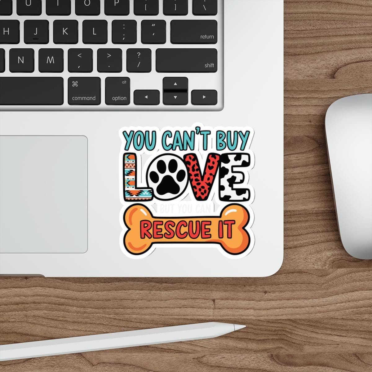 Rescue Love Die-Cut Stickers, Pet Lover Gifts, Animal Rescue Decals, Laptop Stickers, Dog Lover Accessories