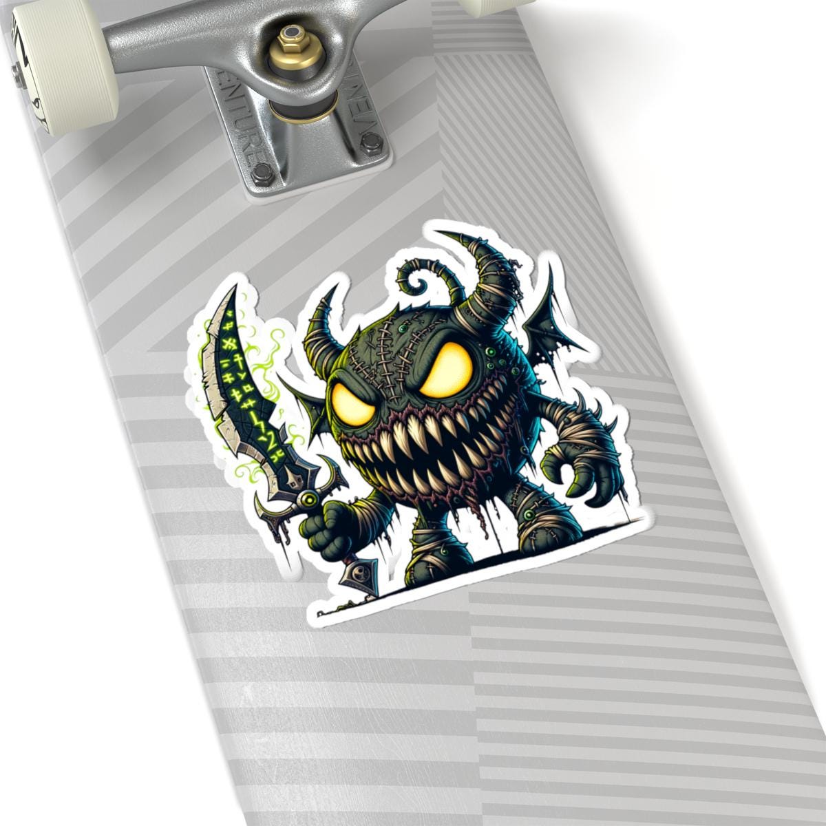 ColorFlow | Stitched Demon Monster Vinyl Sticker | Glowing Sword Art Decal | Unique Collectible | Spooky Fantasy Gift