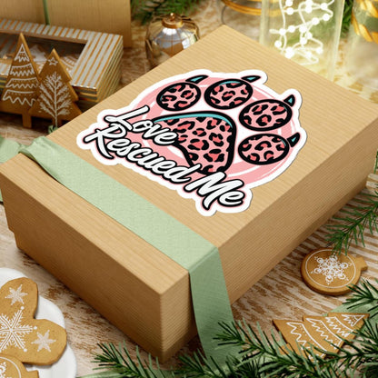 Love Rescued Me Paw Print Sticker | Animal Rescue Decal (Waterproof Vinyl)