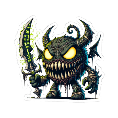 ColorFlow | Stitched Demon Monster Vinyl Sticker | Glowing Sword Art Decal | Unique Collectible | Spooky Fantasy Gift