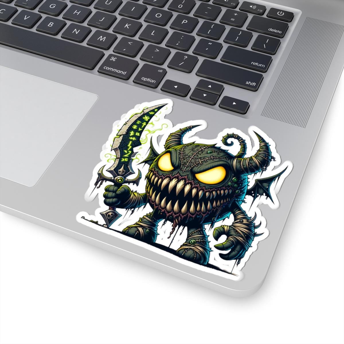 ColorFlow | Stitched Demon Monster Vinyl Sticker | Glowing Sword Art Decal | Unique Collectible | Spooky Fantasy Gift