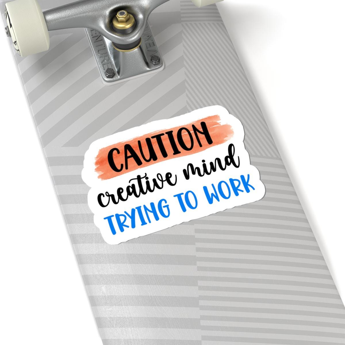 Caution Creative Mind Vinyl Sticker | Funny Work Quote, Waterproof Glossy or Matte