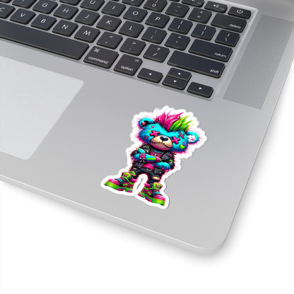 ColorFlow | Neon Punk Bear Vinyl Sticker | Graffiti Streetwear Gamer Sticker | Waterproof Glossy or Matte