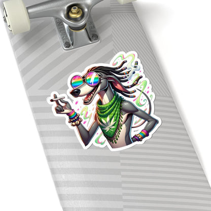 ColorFlow Rasta Greyhound Glossy Vinyl Sticker | Kiss Cut or Die Cut | Waterproof Weed Dog Reggae Art Decal for Laptops Cars Bottles
