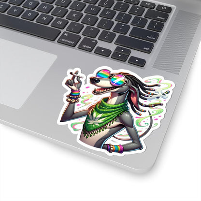 ColorFlow Rasta Greyhound Glossy Vinyl Sticker | Kiss Cut or Die Cut | Waterproof Weed Dog Reggae Art Decal for Laptops Cars Bottles