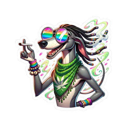 ColorFlow Rasta Greyhound Glossy Vinyl Sticker | Kiss Cut or Die Cut | Waterproof Weed Dog Reggae Art Decal for Laptops Cars Bottles