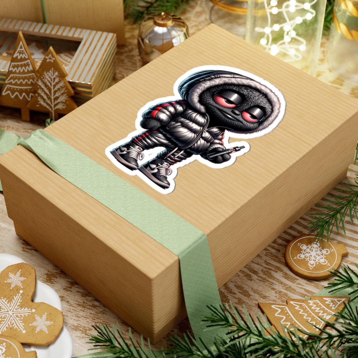 ColorFlow Furry Monster Sticker | Streetwear Puffer Jacket Vinyl Decal