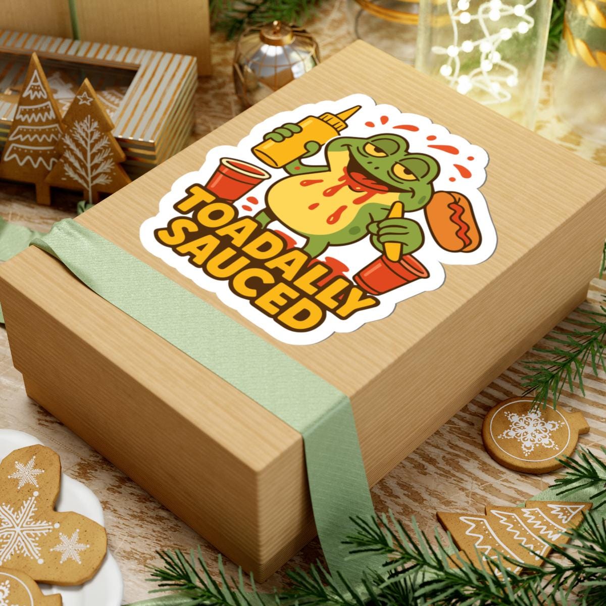 ColorFlow | Toadally Sauced Funny Frog Sticker | BBQ Party Hot Dog Vinyl Decal | Waterproof Frog Lovers Outdoor Sticker