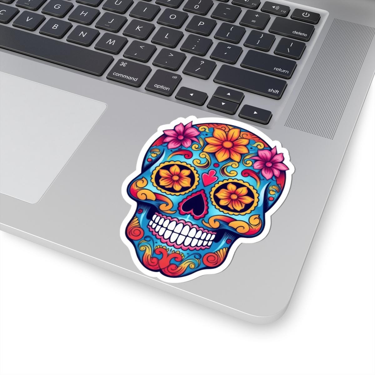 ColorFlow Sugar Skull Sticker | Waterproof Floral Calavera Decal
