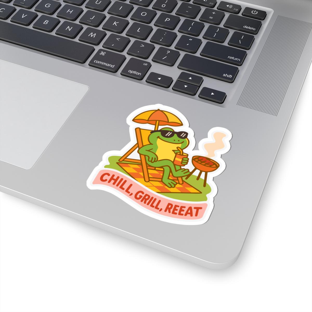 Frog BBQ Sticker | Funny Summer Vinyl Decal, Waterproof Outdoor Grill Art