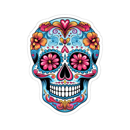 Pink Bloom Sugar Skull Vinyl Sticker | Día de los Muertos Waterproof Calavera Art | Floral Mexican Skull Laptop Decal