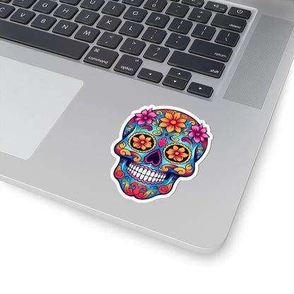 ColorFlow Sugar Skull Sticker | Waterproof Floral Calavera Decal