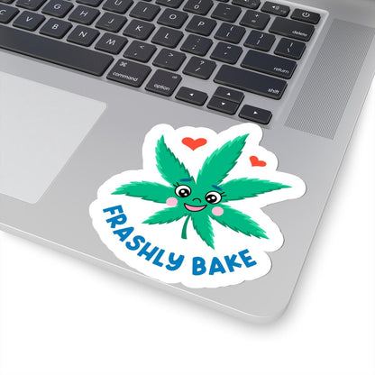 ColorFlow | Frashly Bake Cute Weed Sticker | Funny Kawaii Cannabis Leaf Decal | 420 Humor Vinyl Sticker for Laptops & Journals